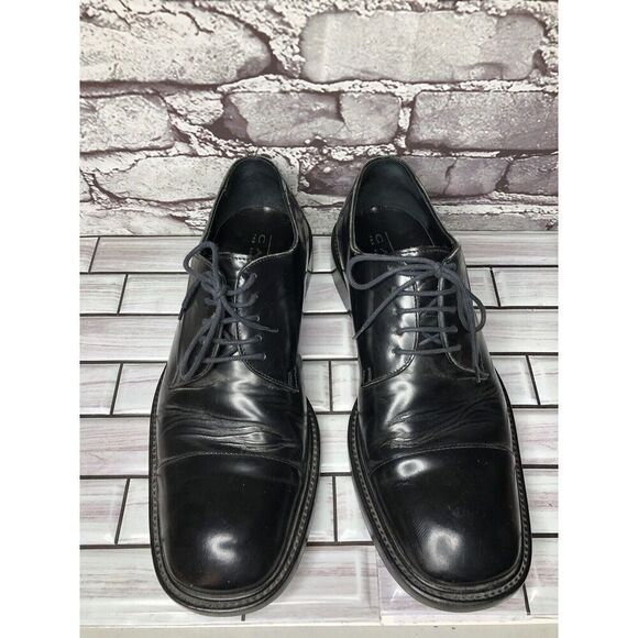 LAUDINO CACCIN Black Leather Cap Toe Oxfords Lace Dress Shoes Men Sz 9M US/42EU - Picture 14 of 16